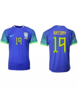 Brasilien Antony #19 Replika Borta Kläder VM 2022 Kortärmad
